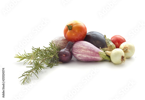 Summer veggies on white