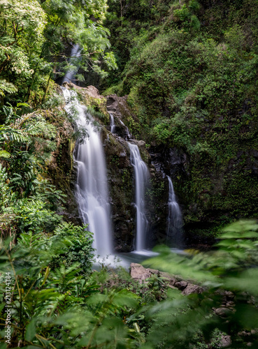 Tropical jungle waterfall on Maui