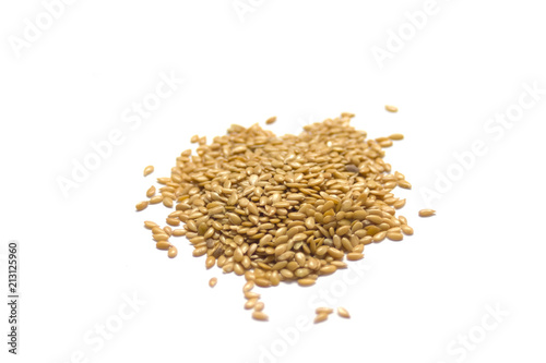 GoldenFlax seed set. Isolated on white