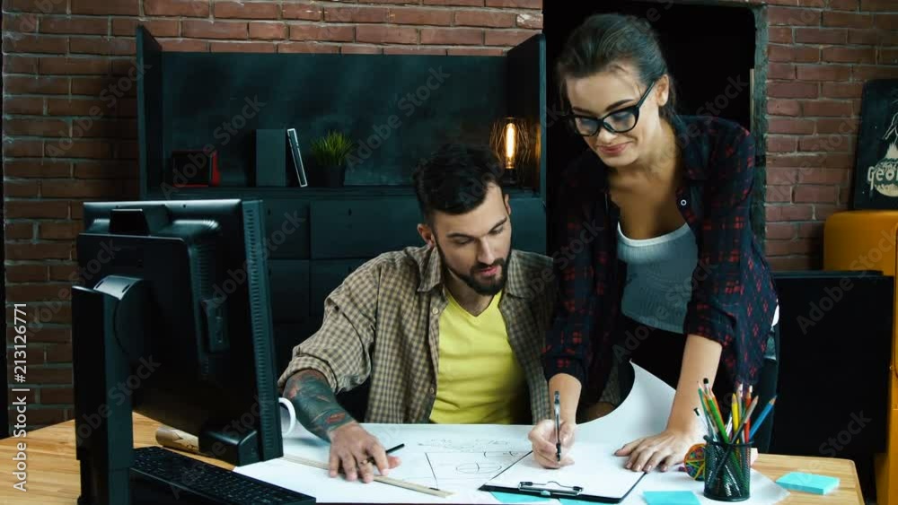 Working in office in pair Working in office in pair