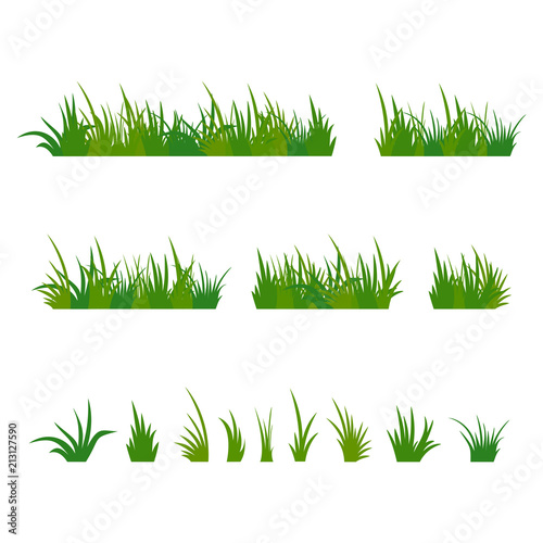 Set of green tufts grass photo