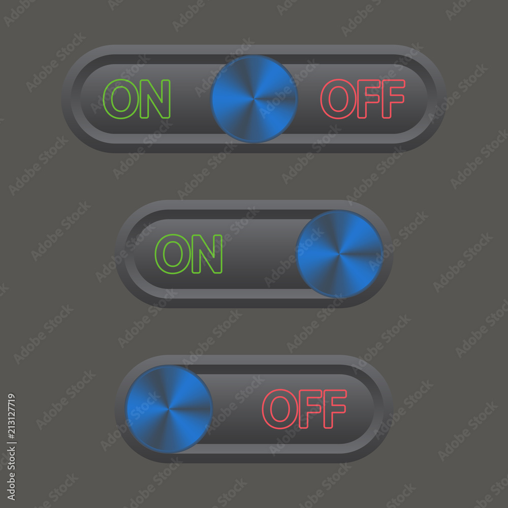 Icon set On and Off Toggle switch button Icon set On and Off Toggle switch button
