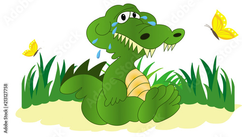Illustration of crying crocodile