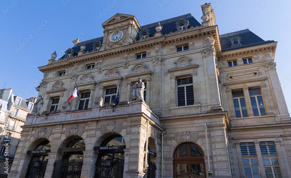The Town Hall of the XVIII district of Paris, France.