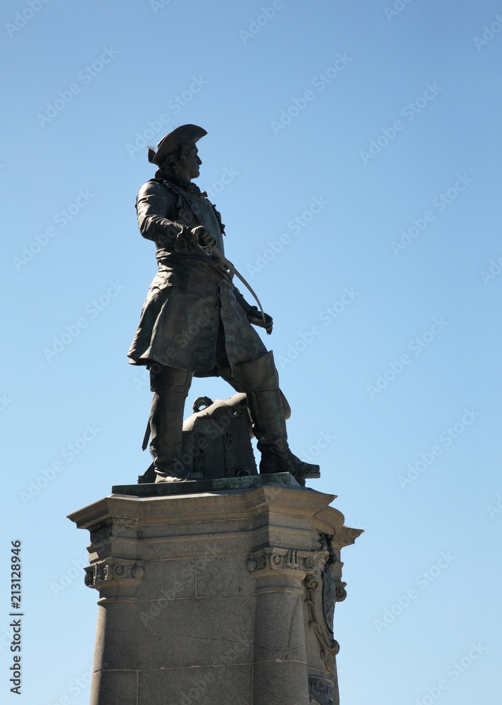 Statue of Norwegian-Danish naval officer Peter Wessel Tordenskjold at City Hall square in Oslo. Norway