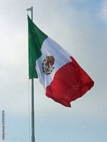 Mexican Flag Flying in the Wind