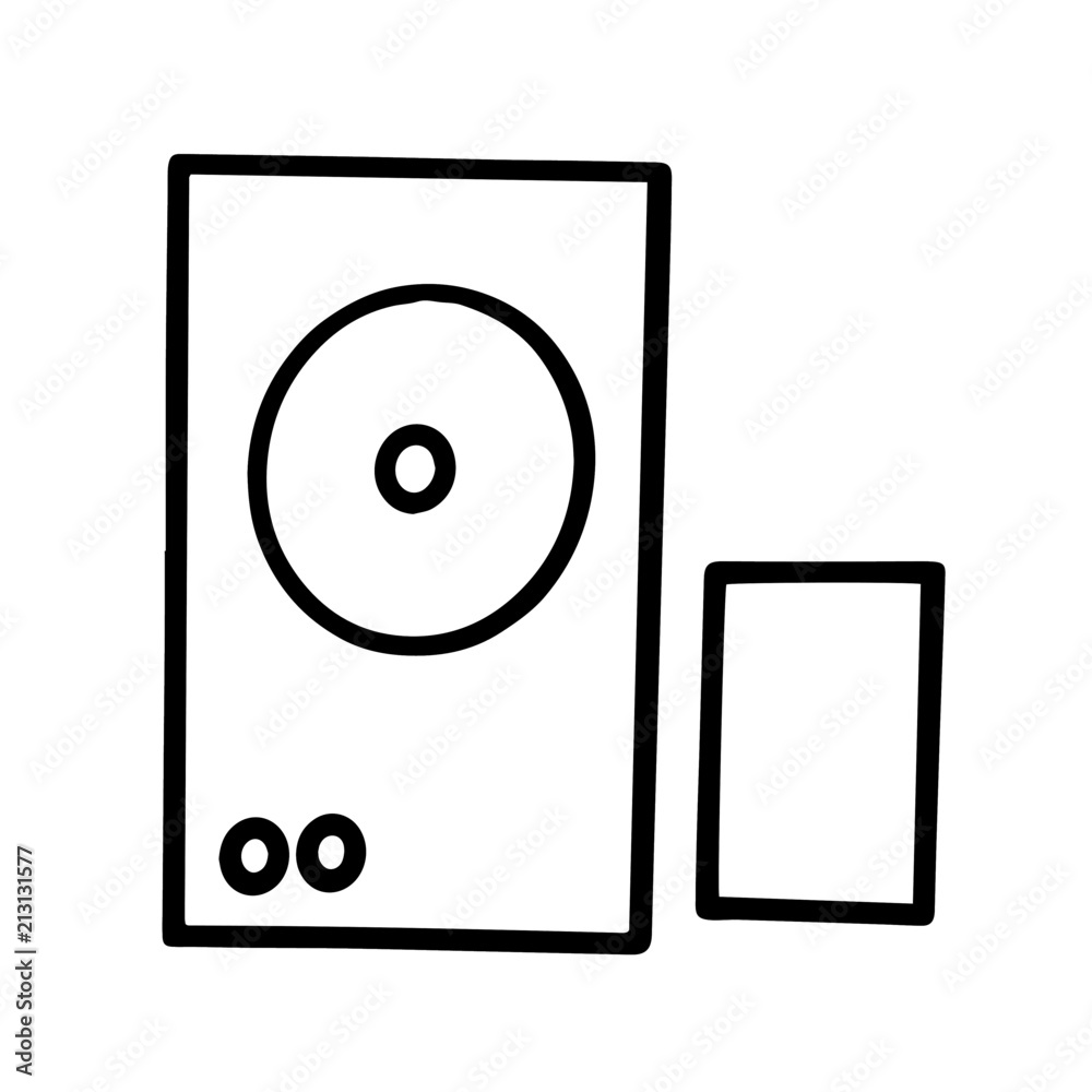 Media Music and Radio Player cartoon illustration isolated on white background for children color book Media Music and Radio Player cartoon illustration isolated on white background for children color book