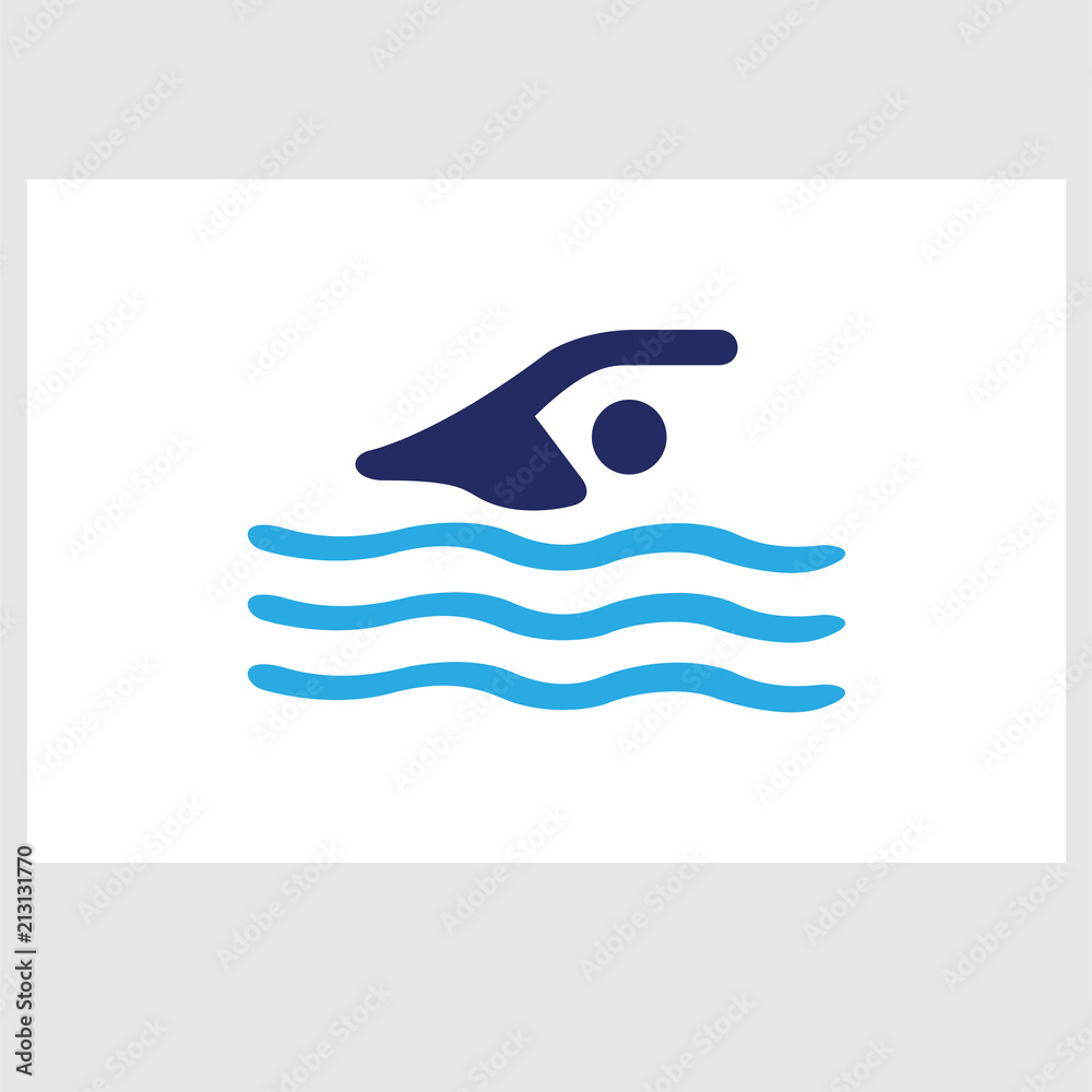Swimmer silhouette in water icon Swimmer silhouette in water icon
