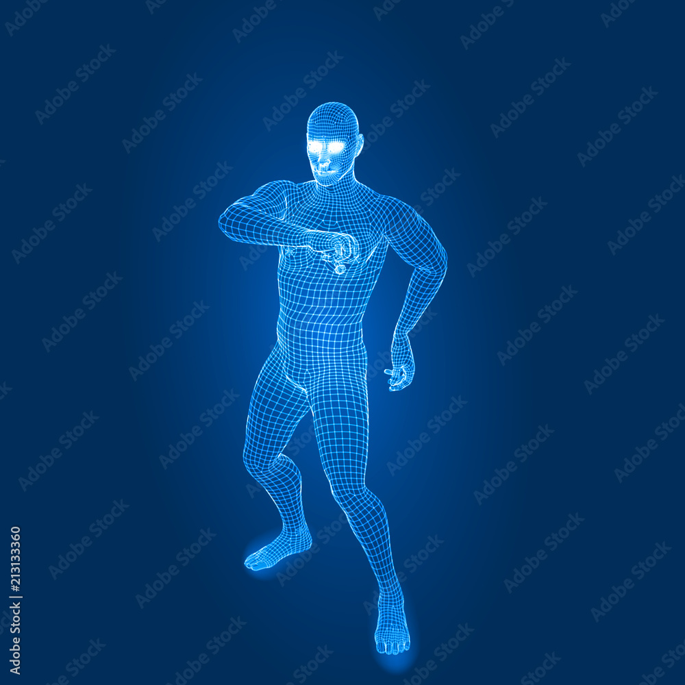 dancing man.. 3d wireframe style vector illustration. dancing man.. 3d wireframe style vector illustration.