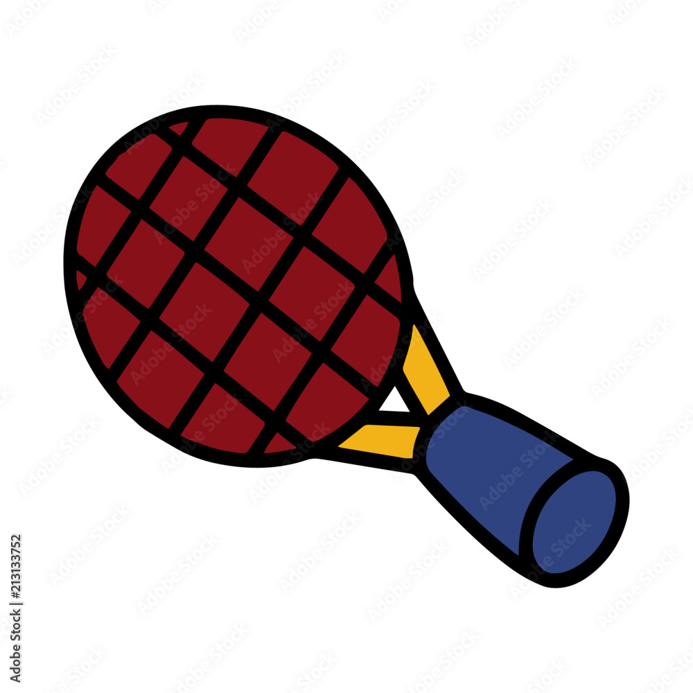 Tennis racket cartoon illustration isolated on white background for children color book