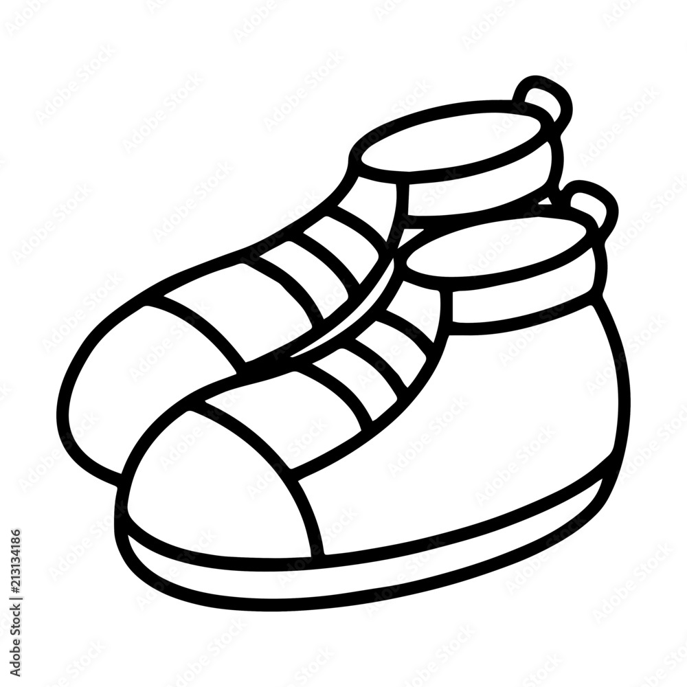 Baby Shoes cartoon illustration isolated on white background for children  color book Stock Vector | Adobe Stock