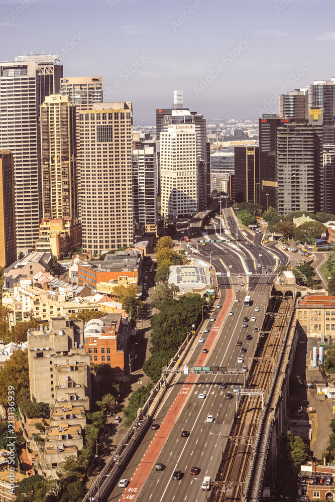 Fototapeta premium Sydney city bridge and buildings
