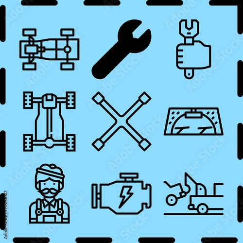 Simple 9 icon set of repair related [iconsRandom:4] vector icons. Collection Illustration