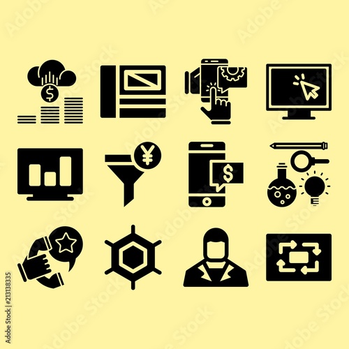 Profits, engineer and monitor related premium icon set photo