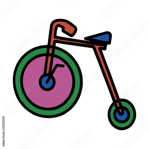 Cute bicycle cartoon illustration isolated on white background for children color book