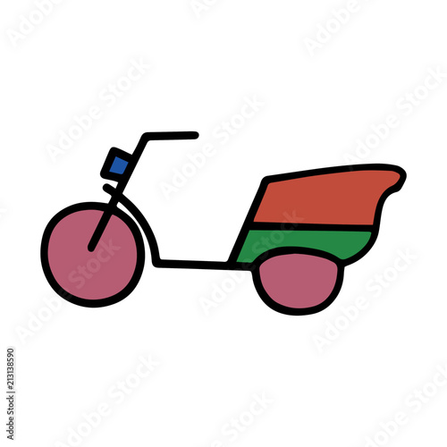 Cute bicycle cartoon illustration isolated on white background for children color book