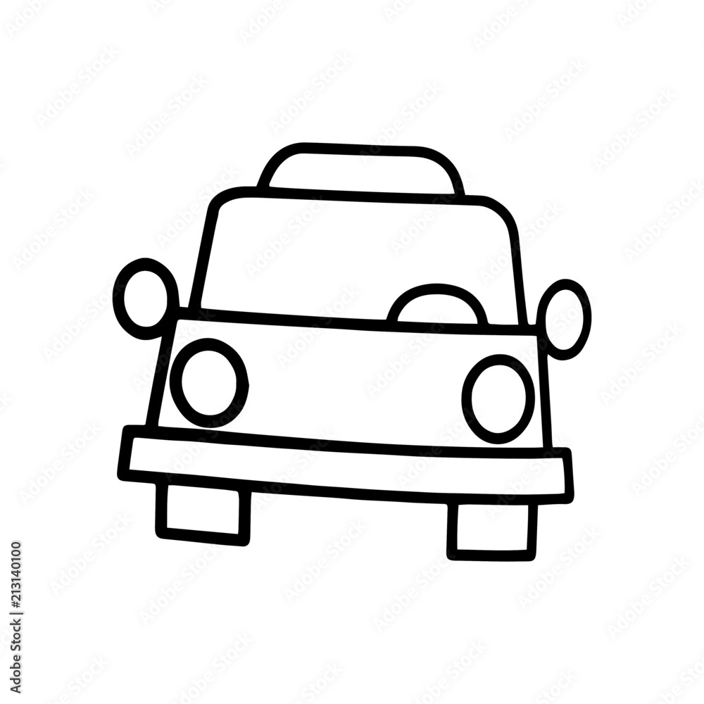 Cute taxi cartoon illustration isolated on white background for children color book