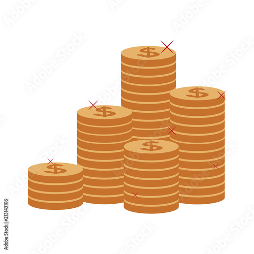 Coins stacked isolated vector illustration graphic design