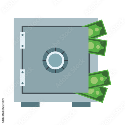 Money inside strongbox isolated vector illustration graphic design