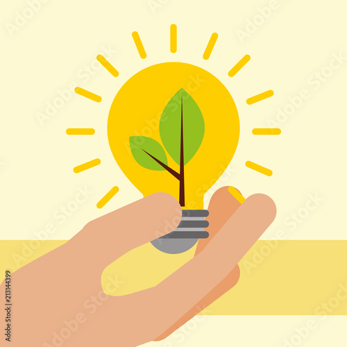 hand holding light bulb with plant ecology
