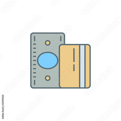 bill and credit card dusk style line icon. Element of banking icon for mobile concept and web apps. Dusk style bill and credit card icon can be used for web and mobile