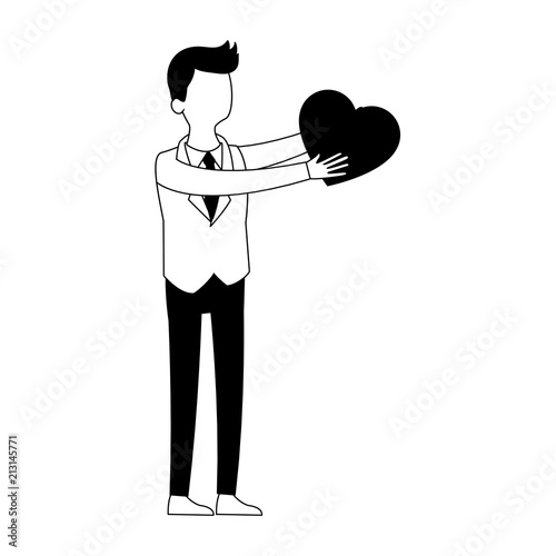 Businessman with heart vector illustration graphic design