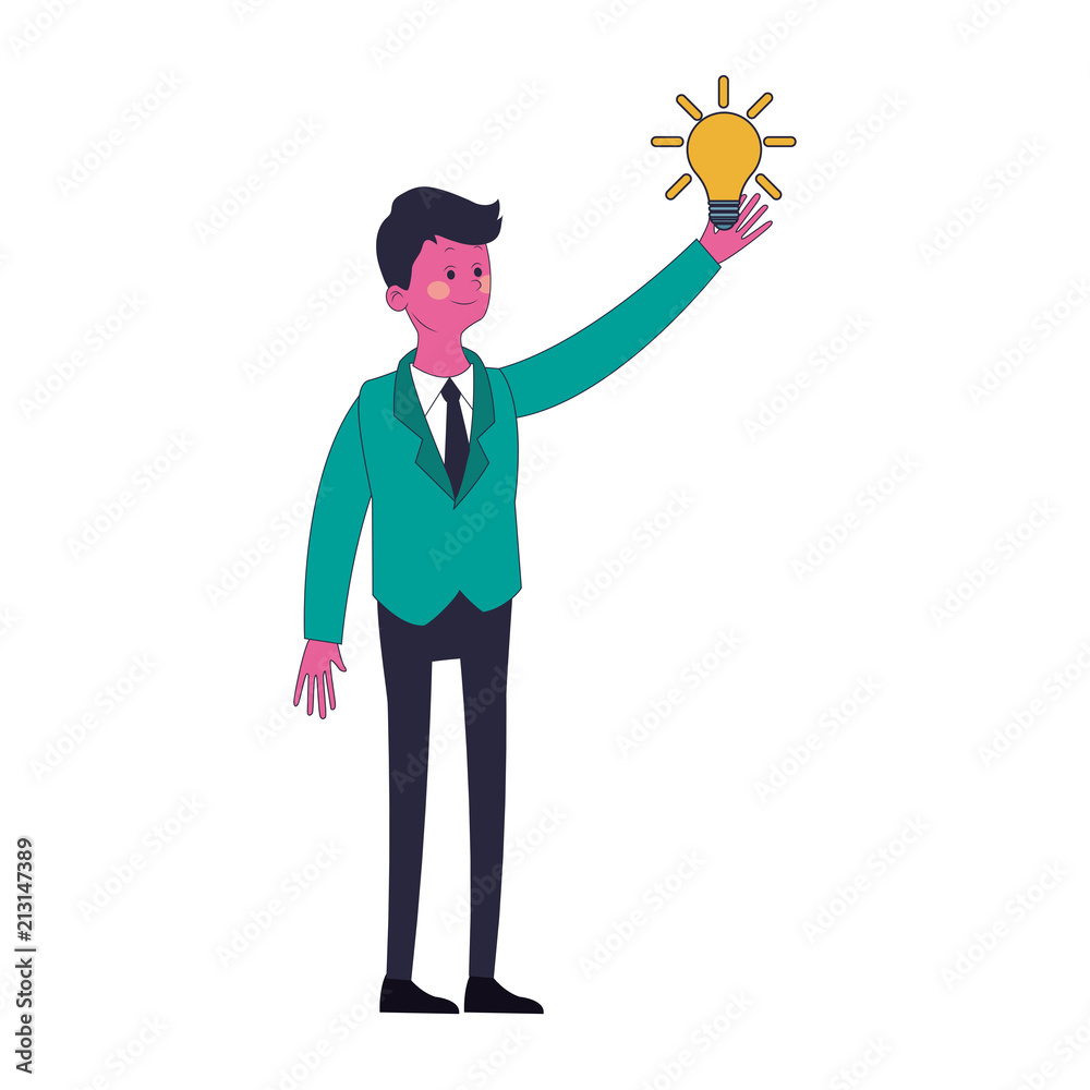 Obraz premium Busimessman with bulb symbol vector illustration graphic design