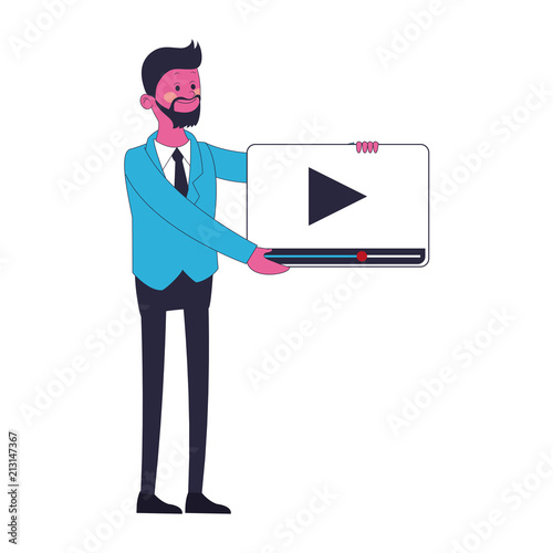 Businessman with video symbol vector illustration graphic design