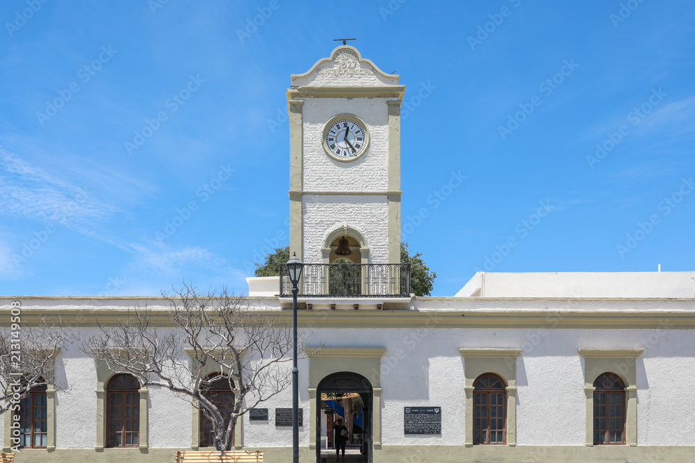 Clock Tower on City Buildings, Plaza Mijares, San Jose del Cabo, Mexico