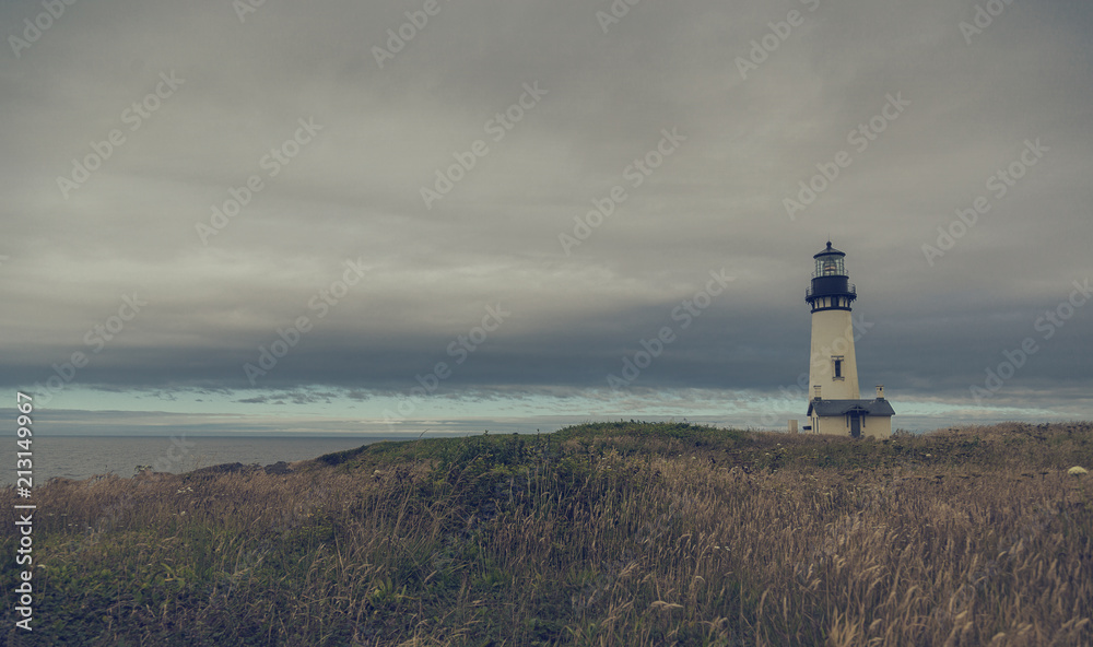 Light house on ocean. Oregon coast.