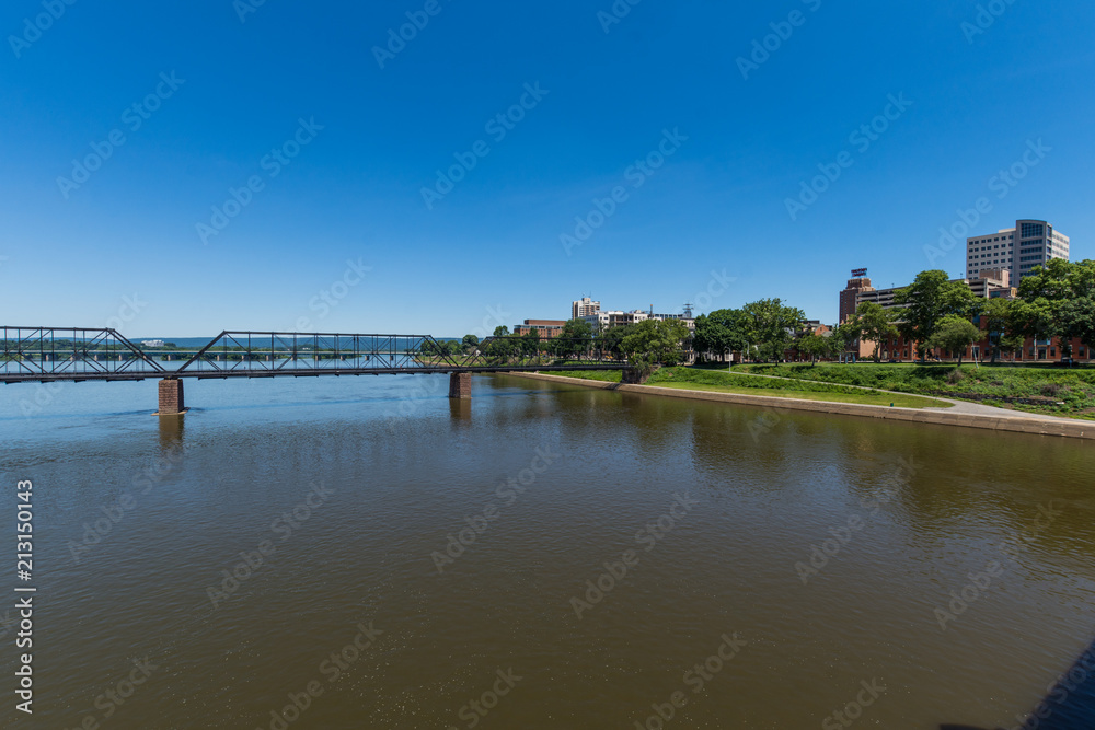 Skyline of Harrisburg Pennsylvania from City Island from accross the Susquehanna River