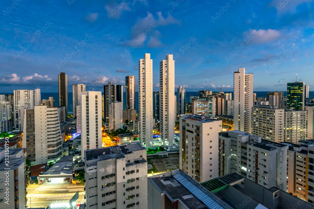 Skyline Buildings in Boa Viagem Beach, Recife, Pernambuco, Brazil