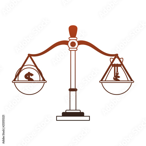 Antique balance with money vector illustration graphic design