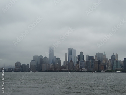 New York Manhattan Landscape City Urban Architecture Building Sea River Rain Fog