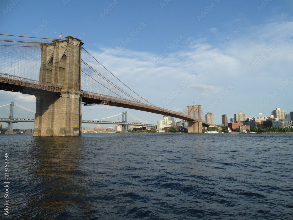 New York Brooklyn Bridge Manhattan Landscape City Urban Architecture Building Sea River