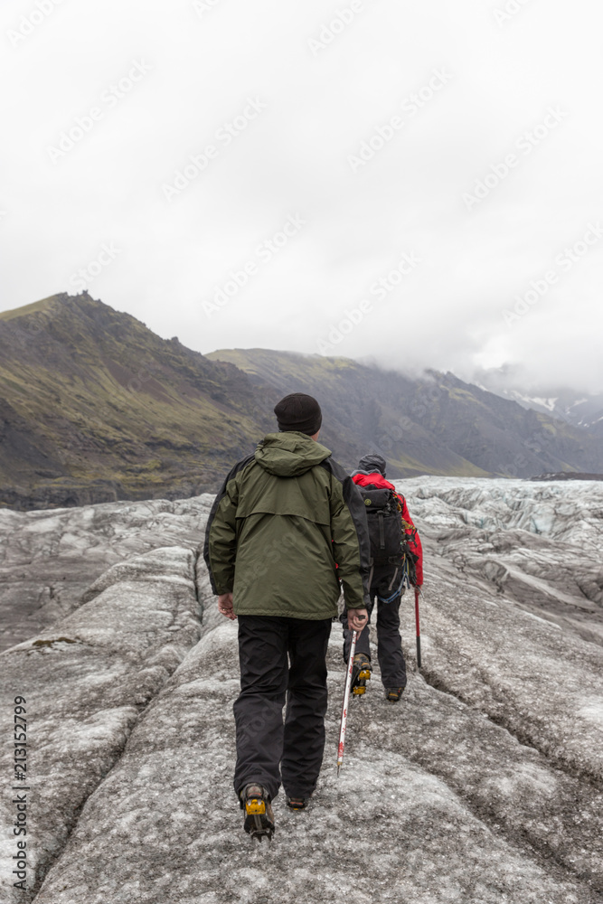 Hikers on Svinafellsjokull glacier in Iceland