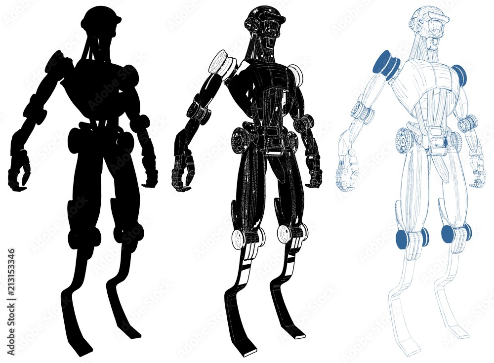 Fototapeta premium Android With Internal Technology Vector. Android With Internal Technology Of Their Electrical Circuit Vector 