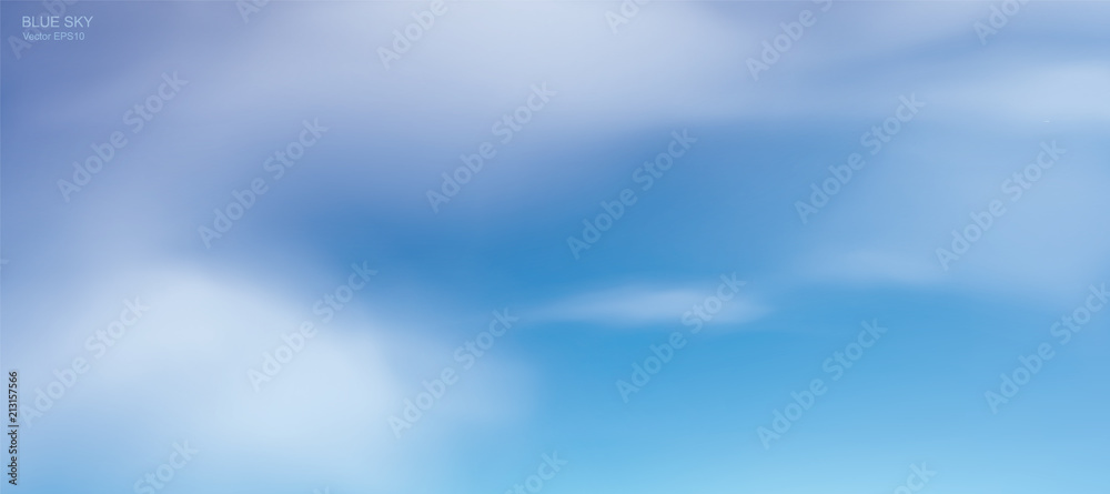 Blue sky background with white clouds. Abstract sky for natural background. Vector.