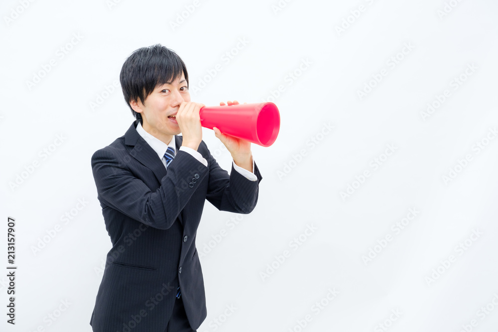 メガホンを持つビジネスマン
