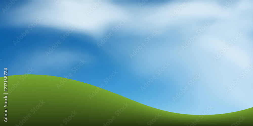 Green grass hill with blue sky. Abstract background park and outdoor for landscape idea. Use for natural article both on print and website. Vector. Green grass hill with blue sky. Abstract background park and outdoor for landscape idea. Use for natural article both on print and website. Vector.