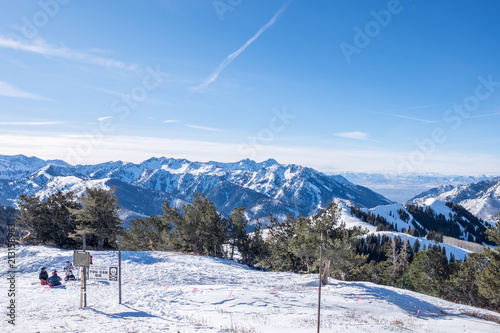 Skiing on a mountain - vista point - panorama - back country - no boundaries