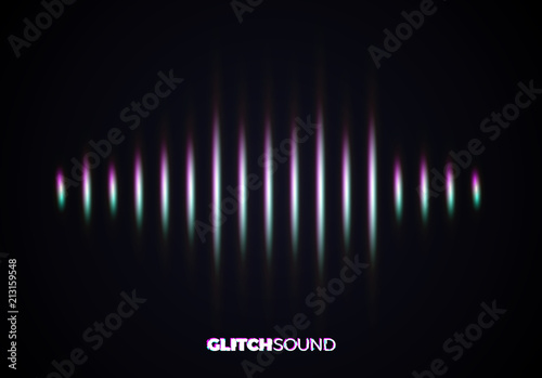 Audio or sound wave with music volume peaks and color glitch effect