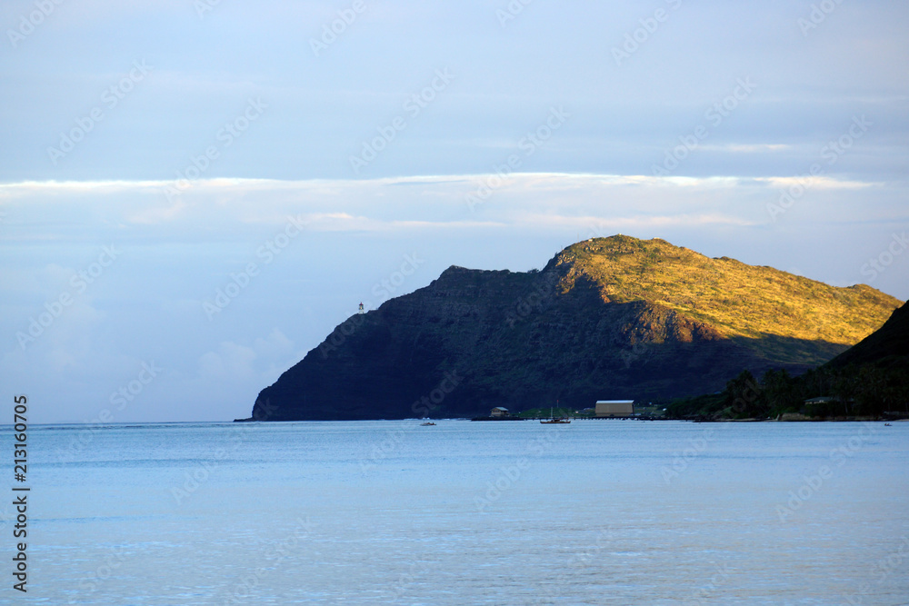 Waimanalo bay, Pier, and Makapuu Point with Makapu'u Lighthouse visible