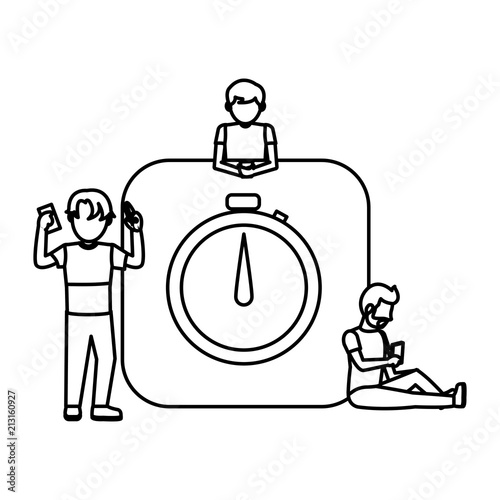 line people addicted smartphone and chronometer app