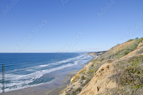 A wide view of the open ocean side from the carlsbad shorelines. 