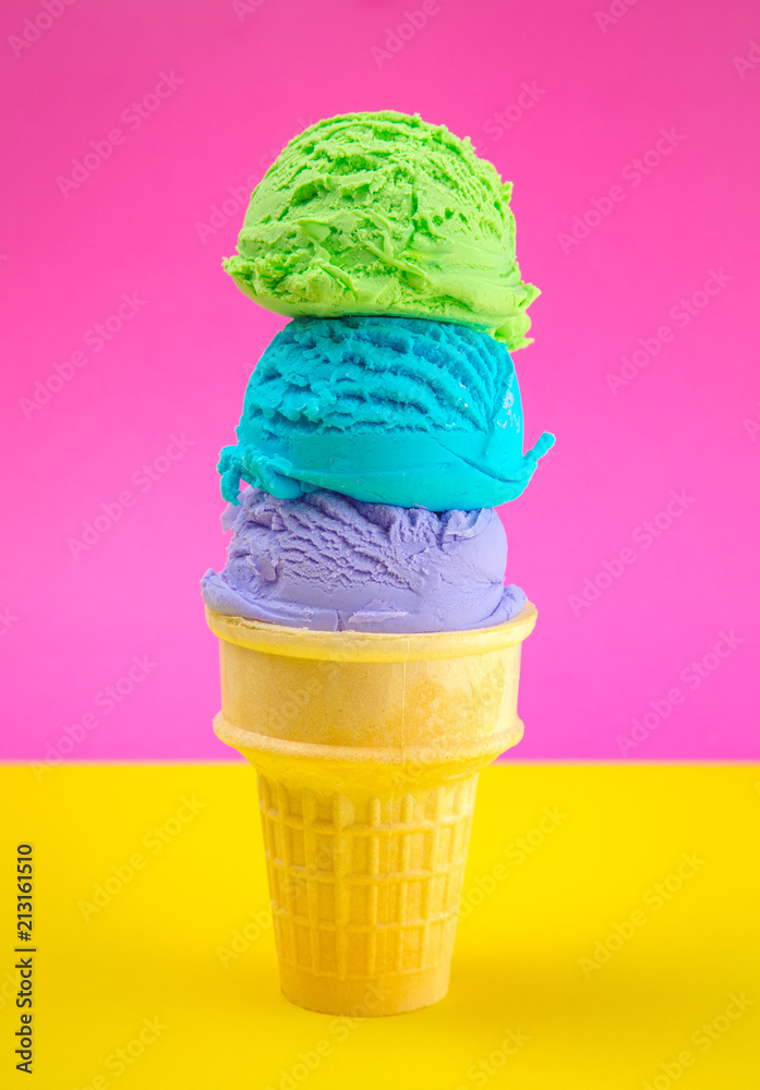 green and pink ice cream
