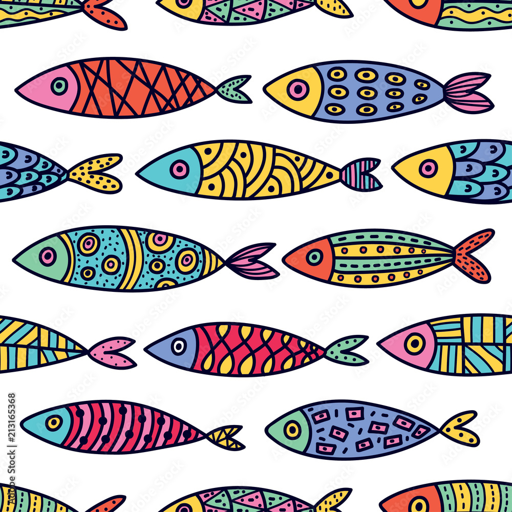 Cute fish. Kids background. Seamless pattern. Cute fish. Kids background. Seamless pattern.