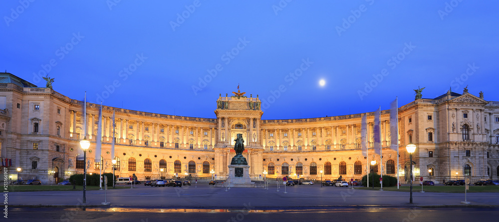 Hofburg Imperial Palace at night in  Vienna, Austria