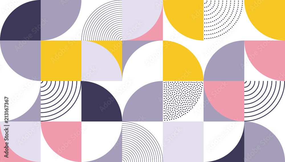 Obraz Geometryczny wzór tło z skandynawskim streszczenie kolor lub szwajcarski geometrii wydruków prostokąty, kwadraty i koła kształt projektu