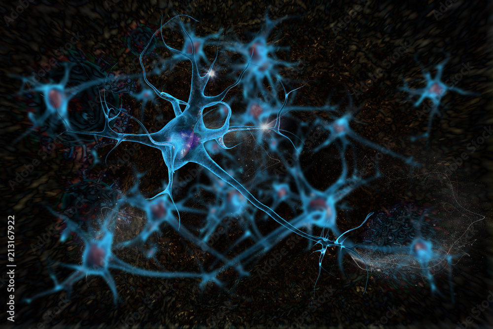 Neurons cell brain on science background Neurons cell brain on science background